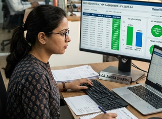 Compliance reviewer inspecting a reconciliation dashboard
