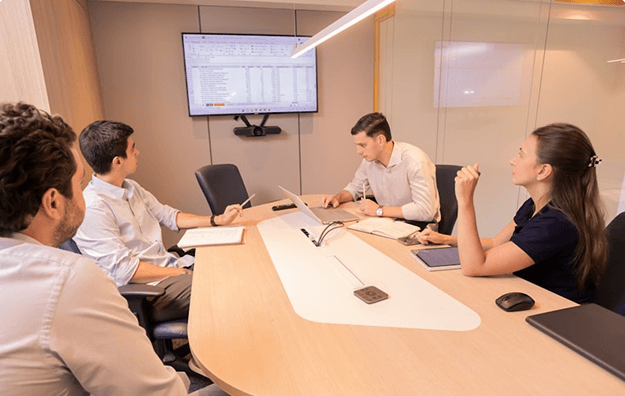 Governance and evaluation team reviewing platform controls
