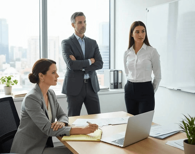Corporate finance team in review