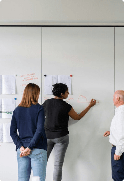 Team at a whiteboard