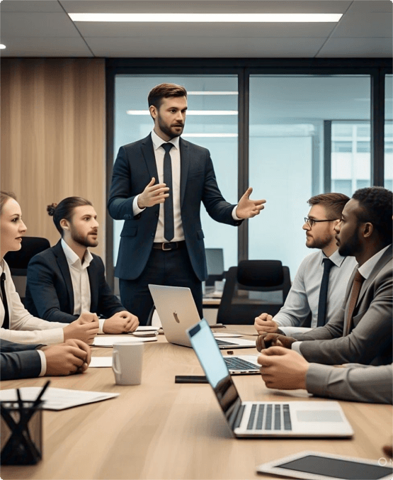 Advisor presenting to a client team