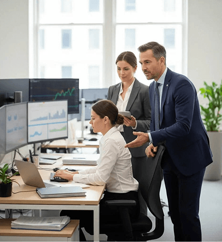 Team reviewing a governed source bundle